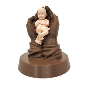 Praying Hands Baby Cradled Jesus God Hands 7" 3d Printed Figurine
